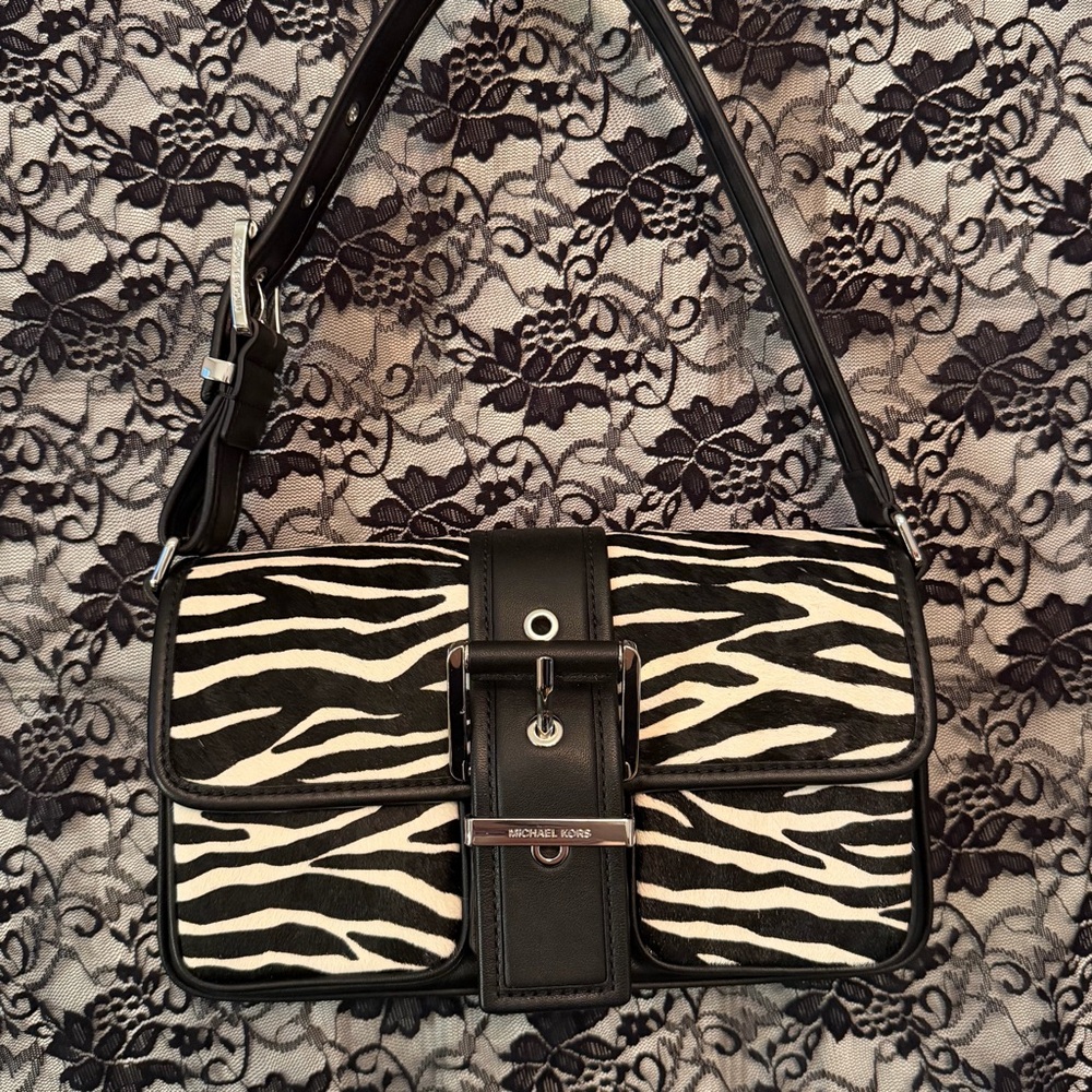 Michael Kors Zebra Leather Shoulder Bag Real Calf Hair